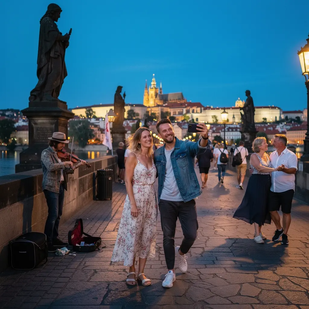 Úzké uličky Brna plné kaváren a místních obchodů s místními výrobky.